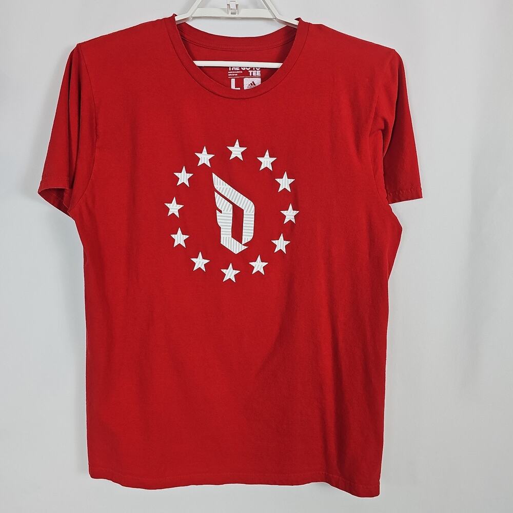 Adidas Damian Lillard Dame 3 Go-To Tee Shirt Mens Red Basketball Graphic Size: L